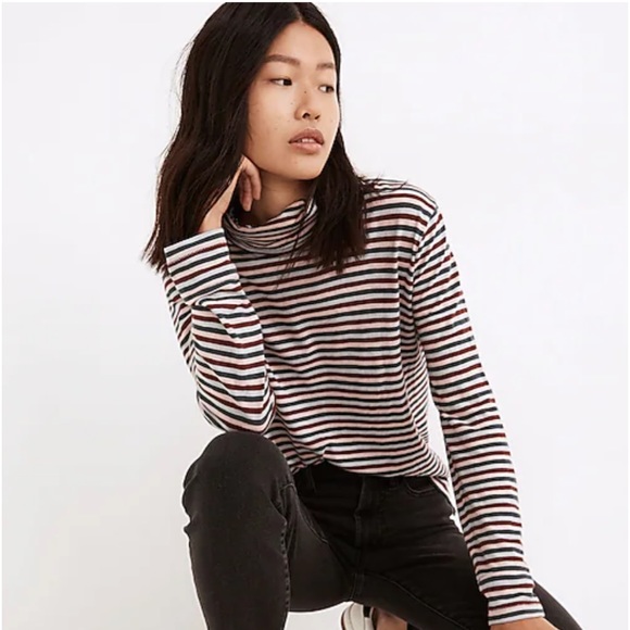 Madewell Tops - Madewell Whisper Cotton Turtleneck in Herrick Stripe